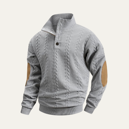 The Cervo Men’s Button Collar Knit Jacquard Sweater