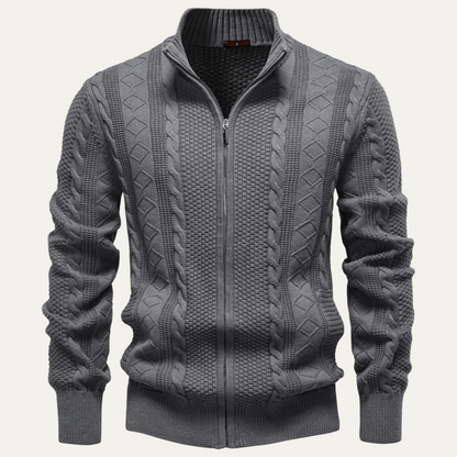 The Flintshire Men's Stylish Full Zip Warm Knitted Jacket