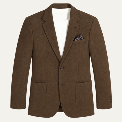 The Domaso Men’s Business Herringbone Single Breasted Wool Tweed Blazer
