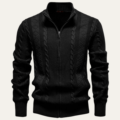 The Flintshire Men's Stylish Full Zip Warm Knitted Jacket