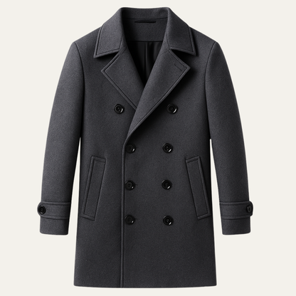 The Prescott Men’s Double Breasted Long Trench Coat – Winter Wool Blend Overcoat