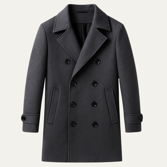 The Prescott Men’s Double Breasted Long Trench Coat – Winter Wool Blend Overcoat