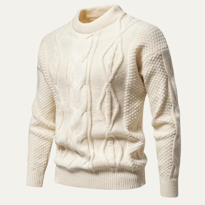 The Windwood Men’s Cable Winter Casual Round Neck Knit Sweater