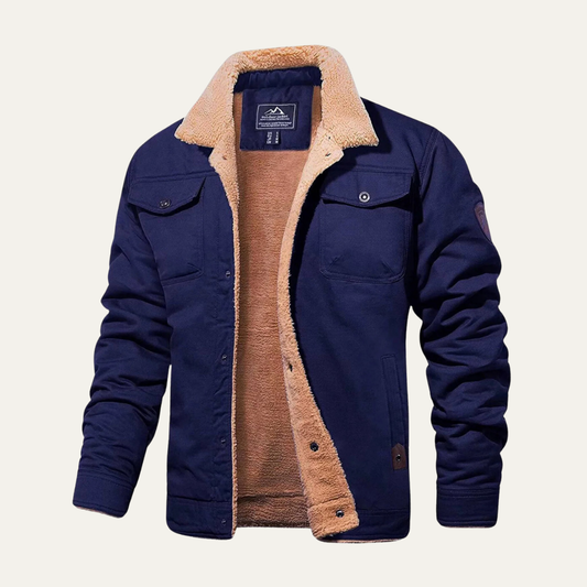 The Piombino Men’s Sherpa Lined Padded Bomber Jacket with Shearling Collar