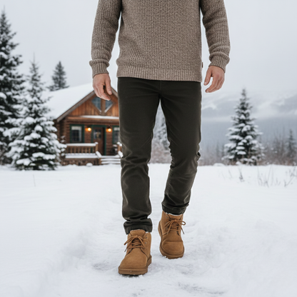 The Ridgefall Men's Cozy Suede Warm Fur Lined Non Slip Snow Boots