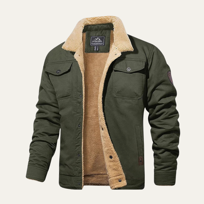 The Piombino Men’s Sherpa Lined Padded Bomber Jacket with Shearling Collar