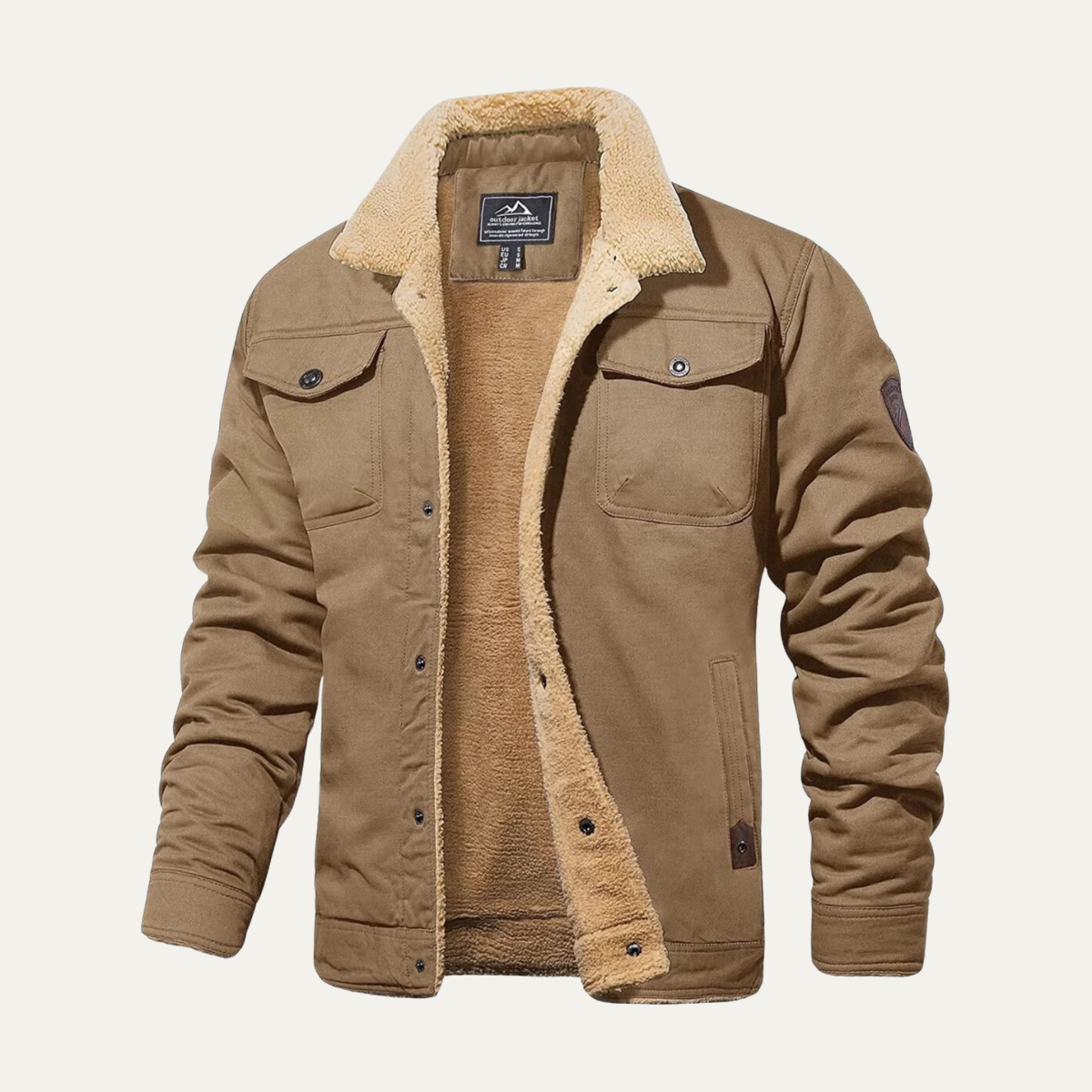 The Piombino Men’s Sherpa Lined Padded Bomber Jacket with Shearling Collar