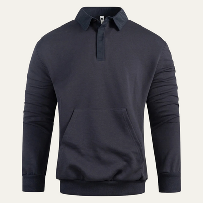 The Ayr Men's Casual Polo Sweatshirt with Front Pocket