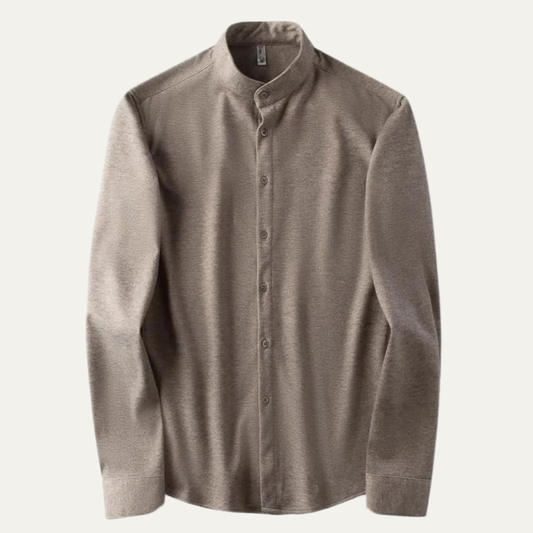 The Rockwell Men’s Thick Flannel Shirt – Long Sleeve Stand Collar Casual Top