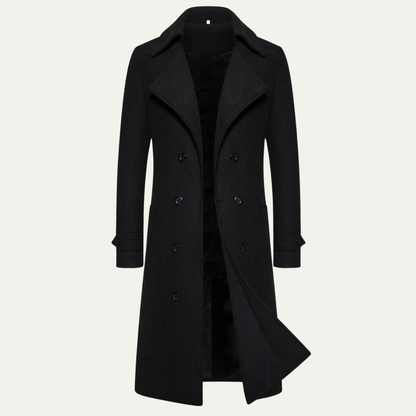 The Vicenza Men's Long Double Breasted Wool Trench Coat