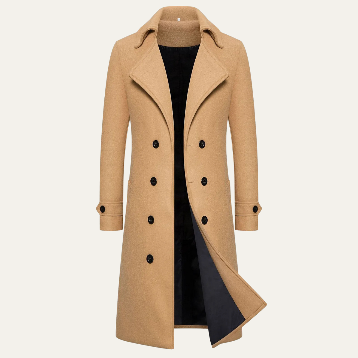 The Vicenza Men's Long Double Breasted Wool Trench Coat