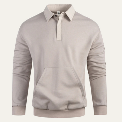 The Ayr Men's Casual Polo Sweatshirt with Front Pocket