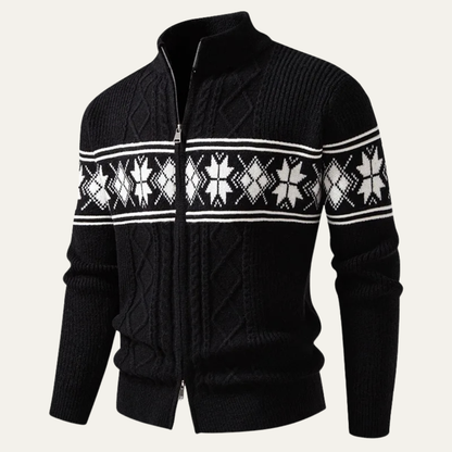 The Cisternino Men’s Nordic Zip Winter Cardigan with Classic Pattern