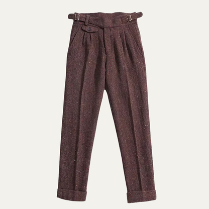 The Levico Men’s Retro Wool Straight Leg Tweed Pants with Pockets