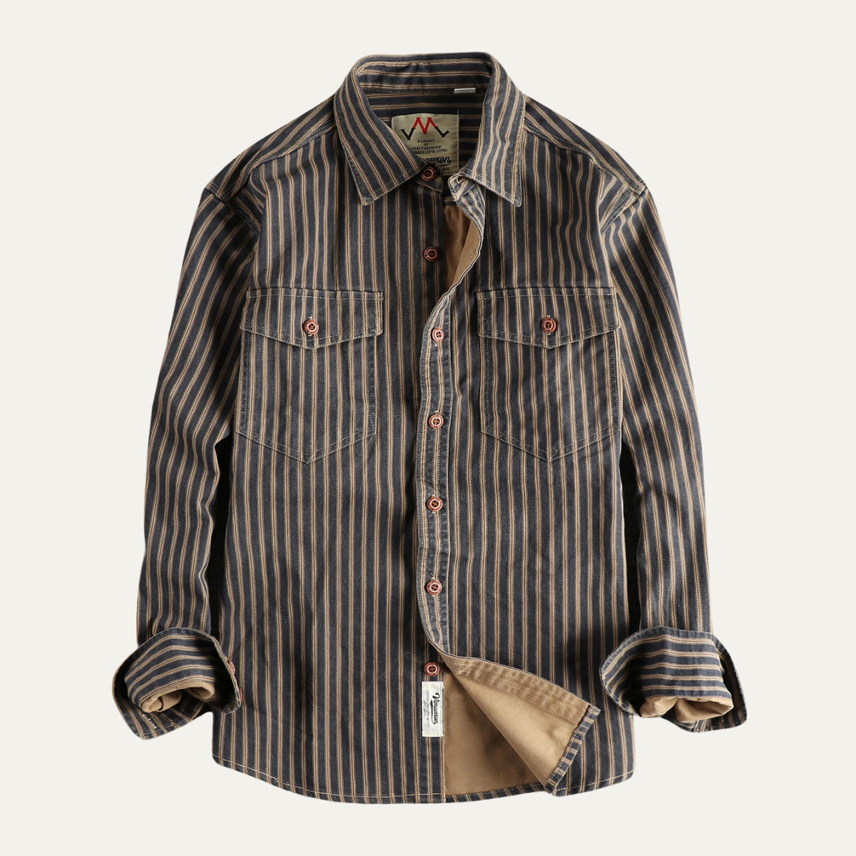 The Marseille Men's Cotton Retro Striped Button Up Shirt