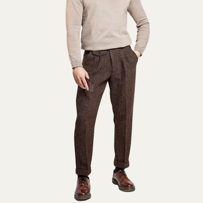 The Levico Men’s Retro Wool Straight Leg Tweed Pants with Pockets