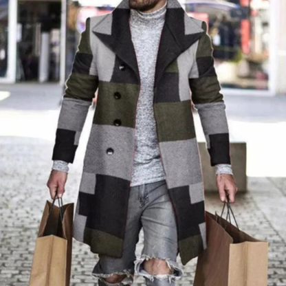 The Briarcliff Men's Long Plaid Check Winter Jacket