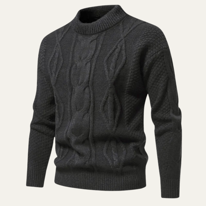 The Windwood Men’s Cable Winter Casual Round Neck Knit Sweater