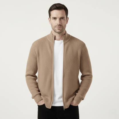 The Lothian Men's Trendy Collar Stand Knit Zip Cardigan Sweater