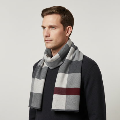 The Highgate Men's Classic Knit Plaid Scarf