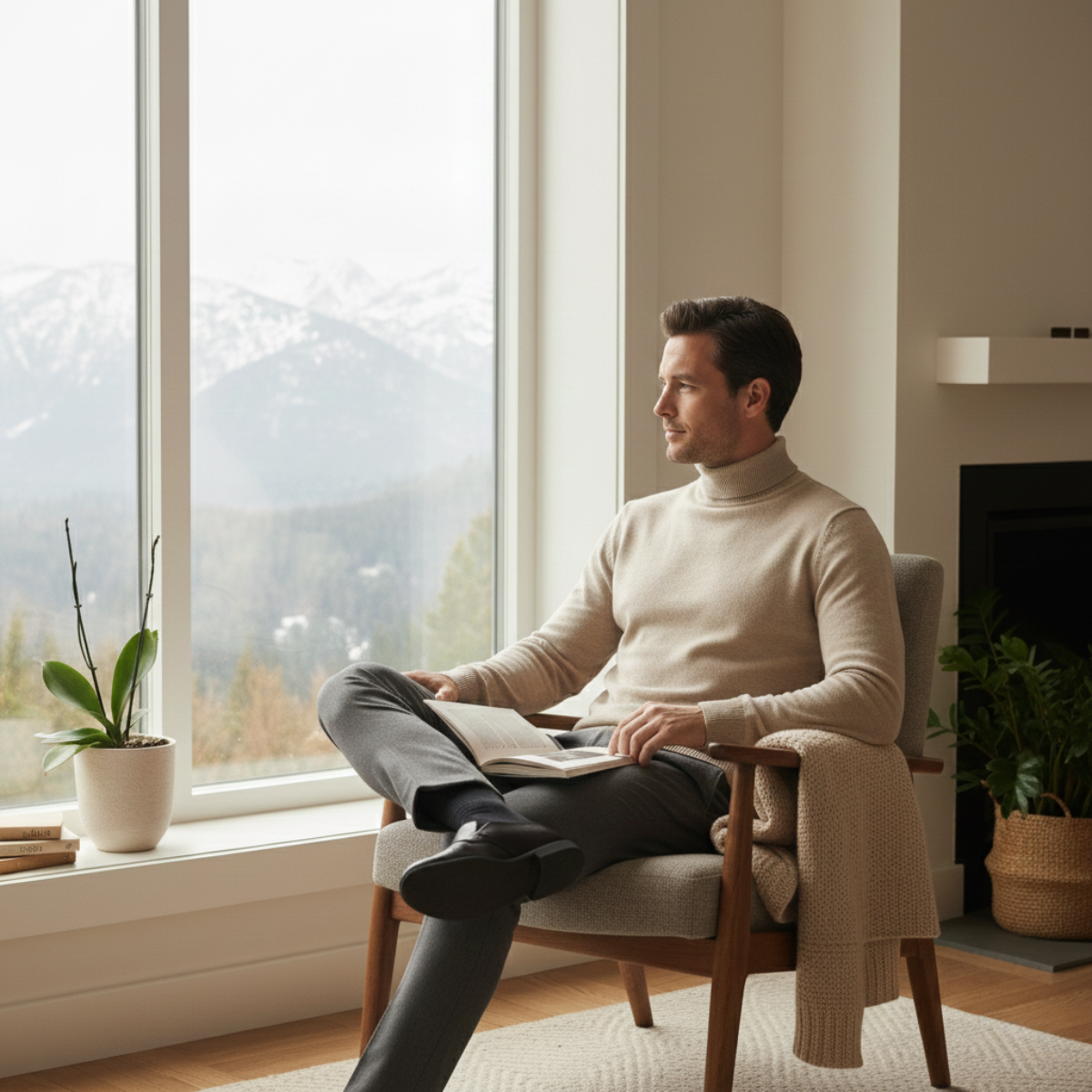 The Caernarfon Men’s Slim Fit Turtleneck Sweater