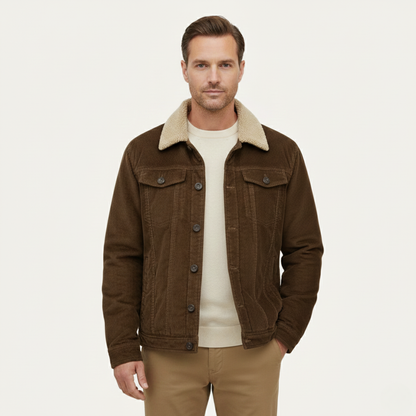 The Ponsacco Men’s Corduroy Fleece Lined Winter Jacket with Sherpa Collar