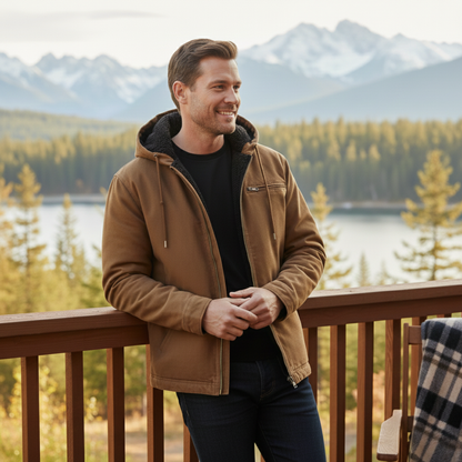 The Briarbrook Men’s Warm Fleece Lined Retro Hooded Jacket