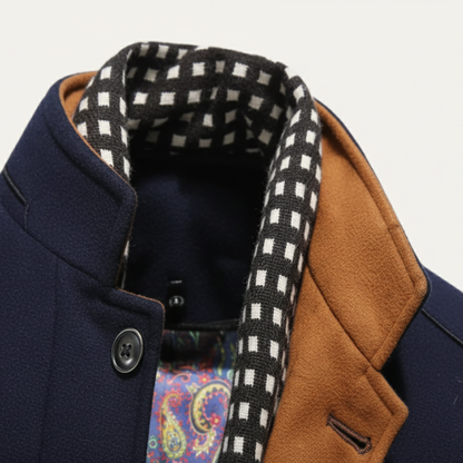 The Blenheim Men's Smart Casual Wool Trench Coat with Stand Collar