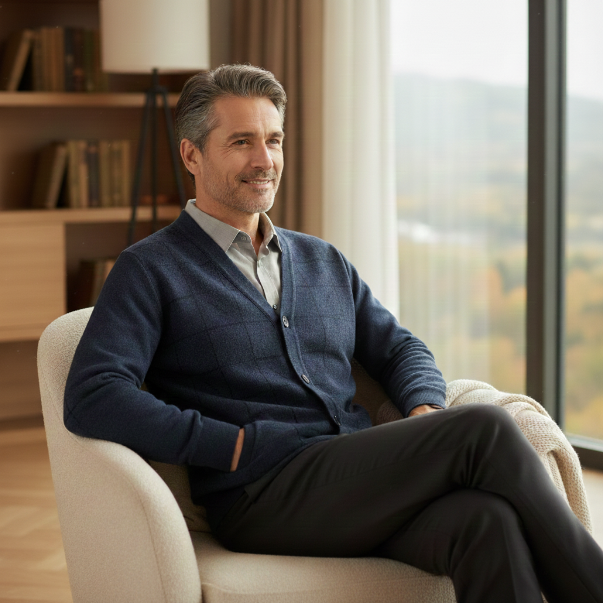 The Barra Men’s V Neck Knit Cardigan with Pockets