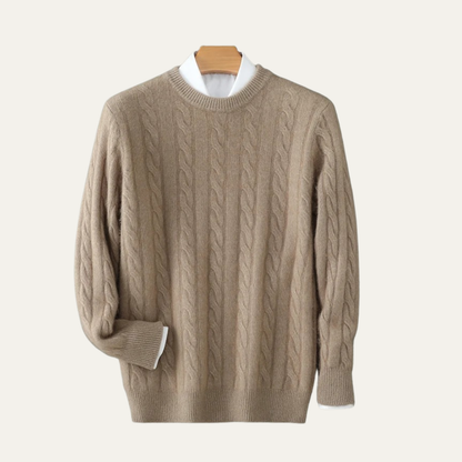 The Bari Men’s Cashmere Cable Knit Crewneck Sweater