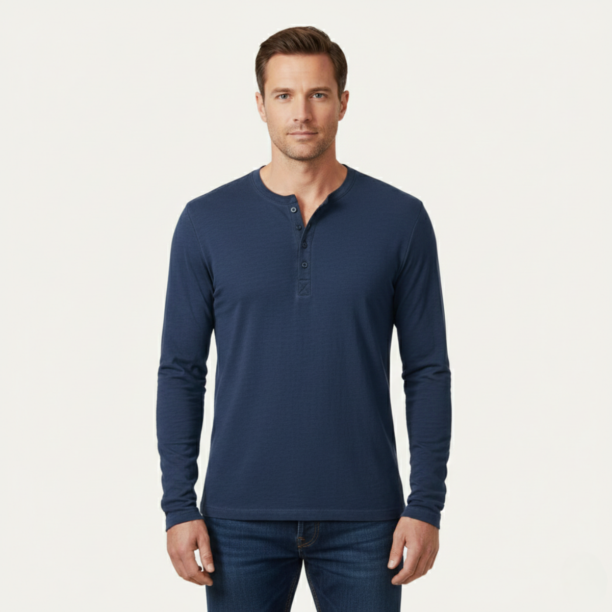 The Sheffield Men's Long Sleeve Henley Shirt - Modern Cotton Top