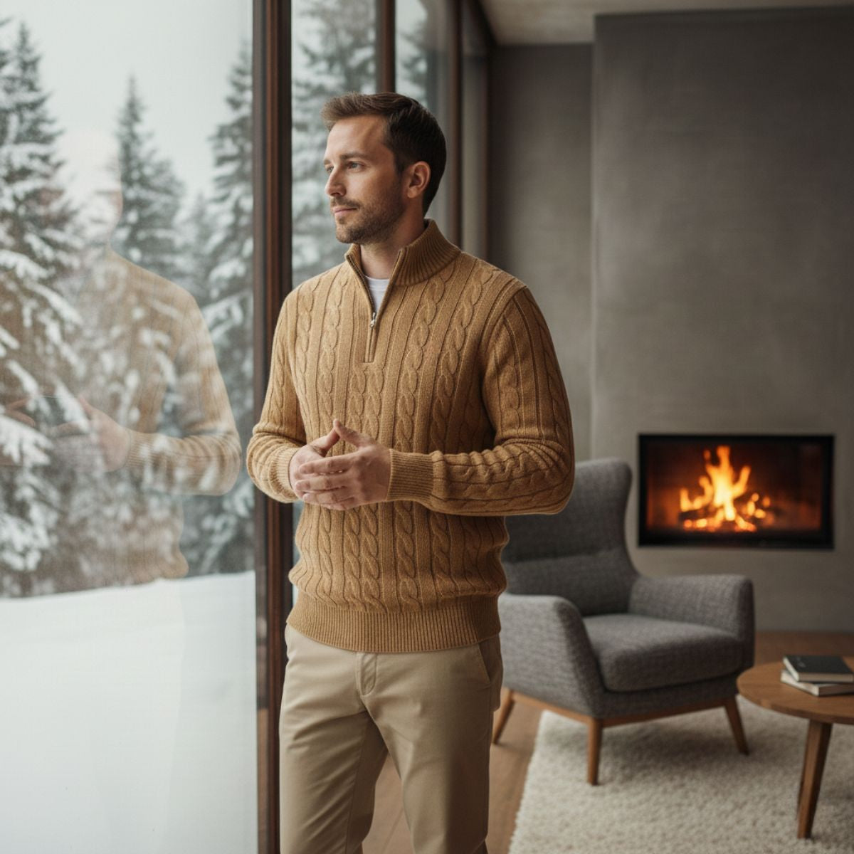 The Salina Men's Half Zip Mock Neck Knitted Sweater