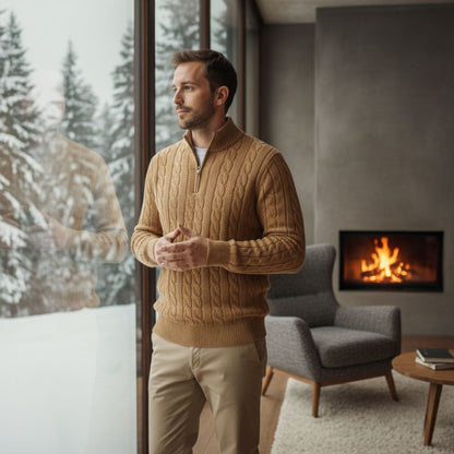 The Salina Men's Half Zip Mock Neck Knitted Sweater