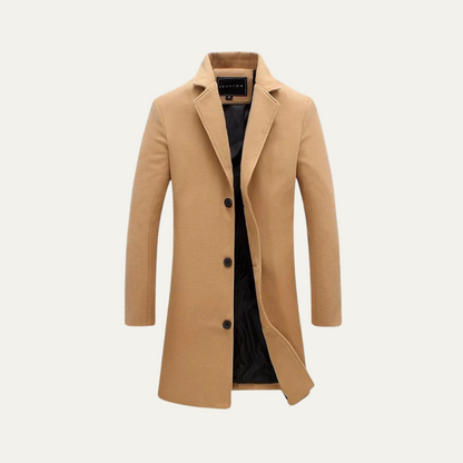 The Paignton Men's Elegant Minimal Camel Single Breasted Wool Coat