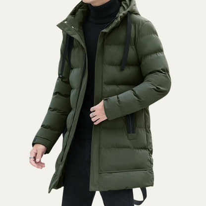 The Whitby Men's Stylish Longline Black Puffer Coat