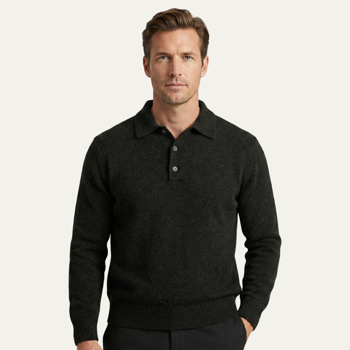 The Cedarfield Men's Trendy Soft Knit Polo Cashmere Sweater