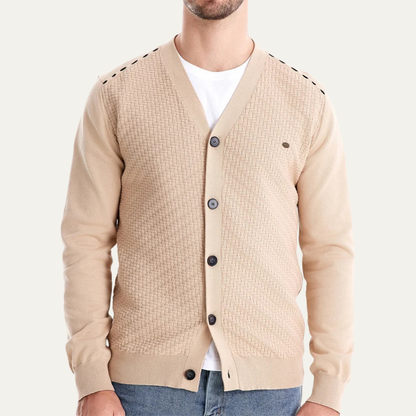 The Forio Men’s Textured Knit V Neck Button Cardigan