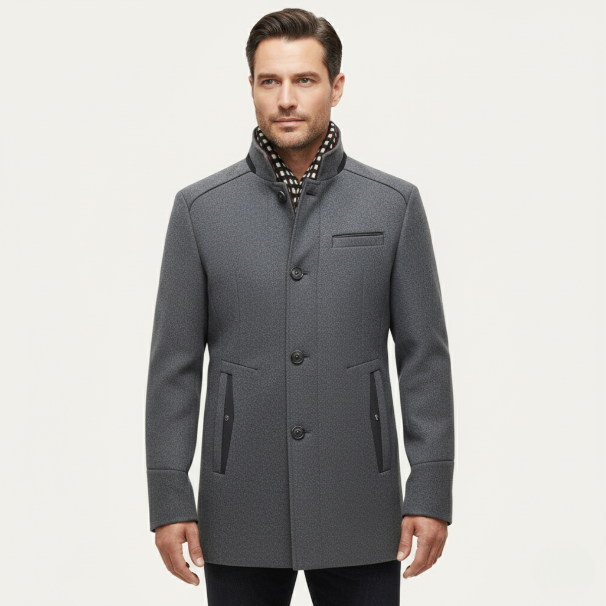 The Blenheim Men's Smart Casual Wool Trench Coat with Stand Collar