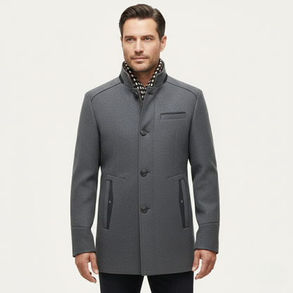 The Blenheim Men's Smart Casual Wool Trench Coat with Stand Collar