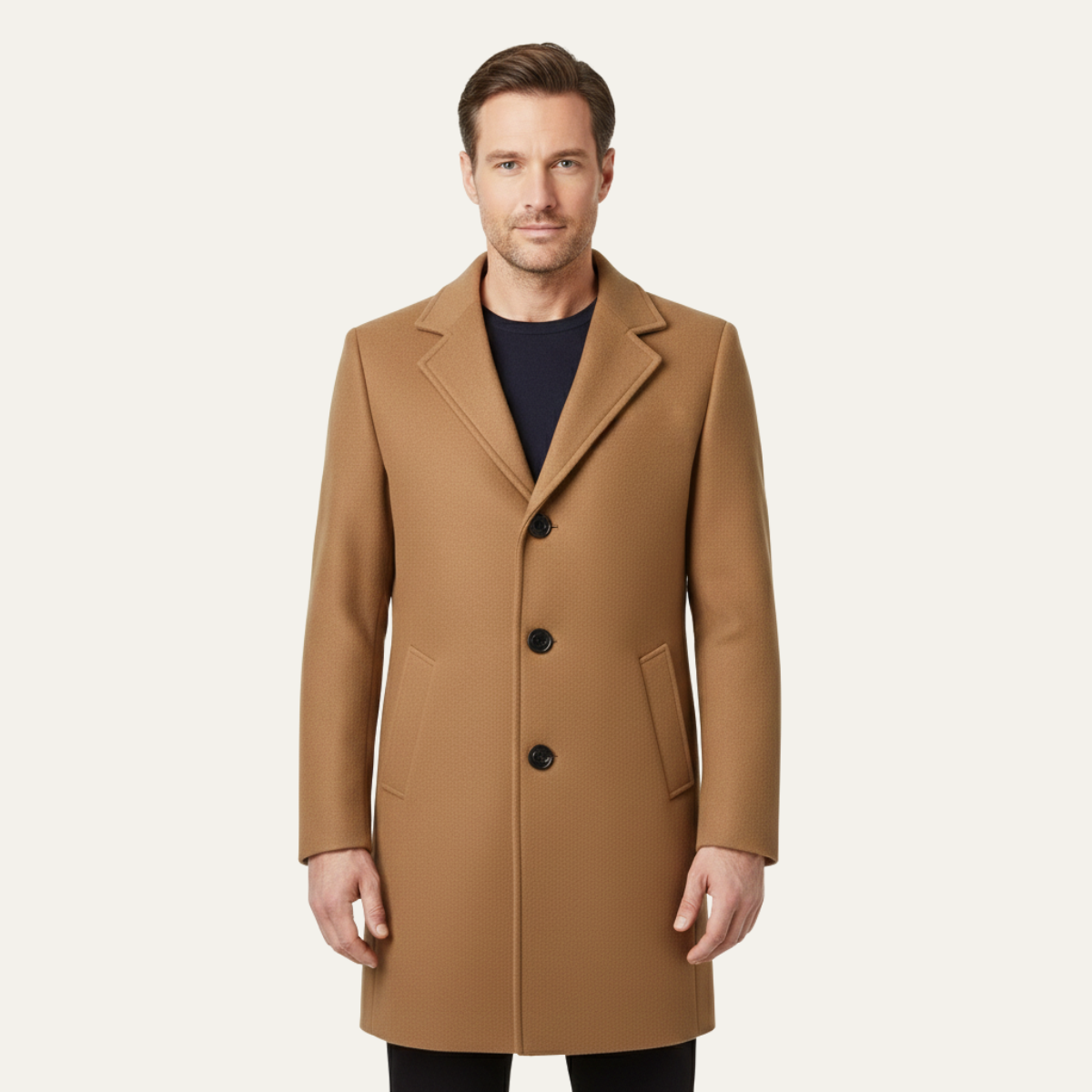 The Wilshire Men's Long Double Breasted Wool Blend Smart Overcoat