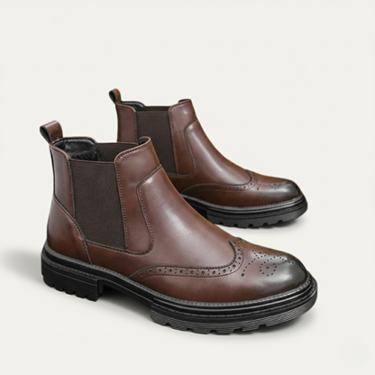The Eastbourne Men's Smart Brogue Leather Chelsea Boots