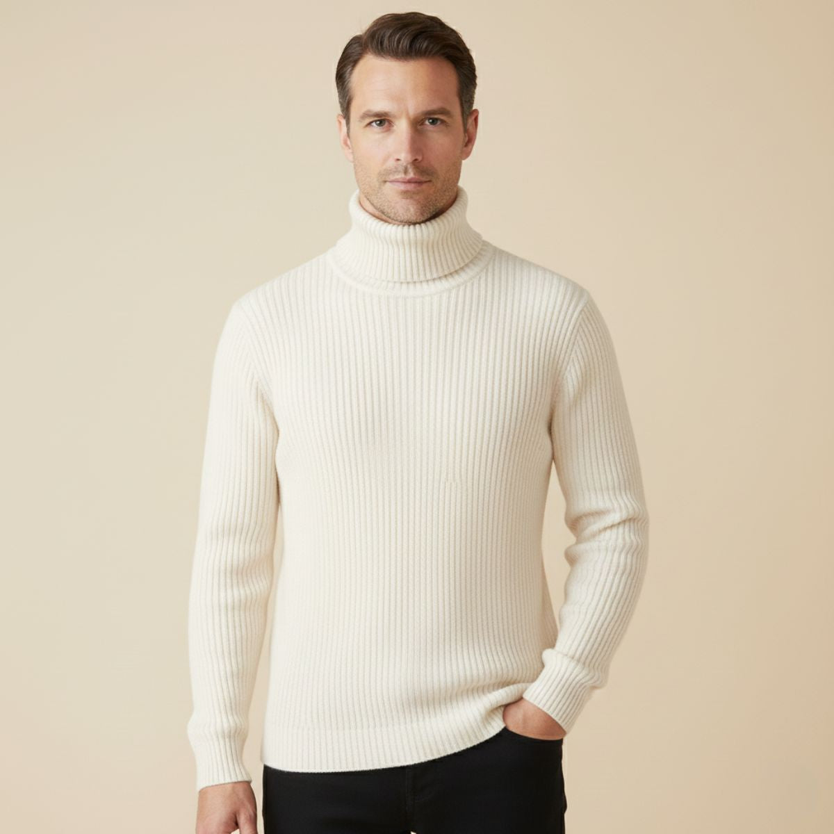 The Manchester Men's Wool Ribbed Turtleneck Knit Sweater