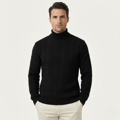 The Paestum Men’s Warm Ribbed Cable Knit Turtleneck Sweater