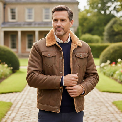 The Braxton Men’s Shearling Vintage Leather Jacket