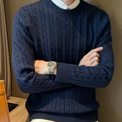 The Versailles Cashmere Merino Wool Knit Sweater for Men - Navy Blue