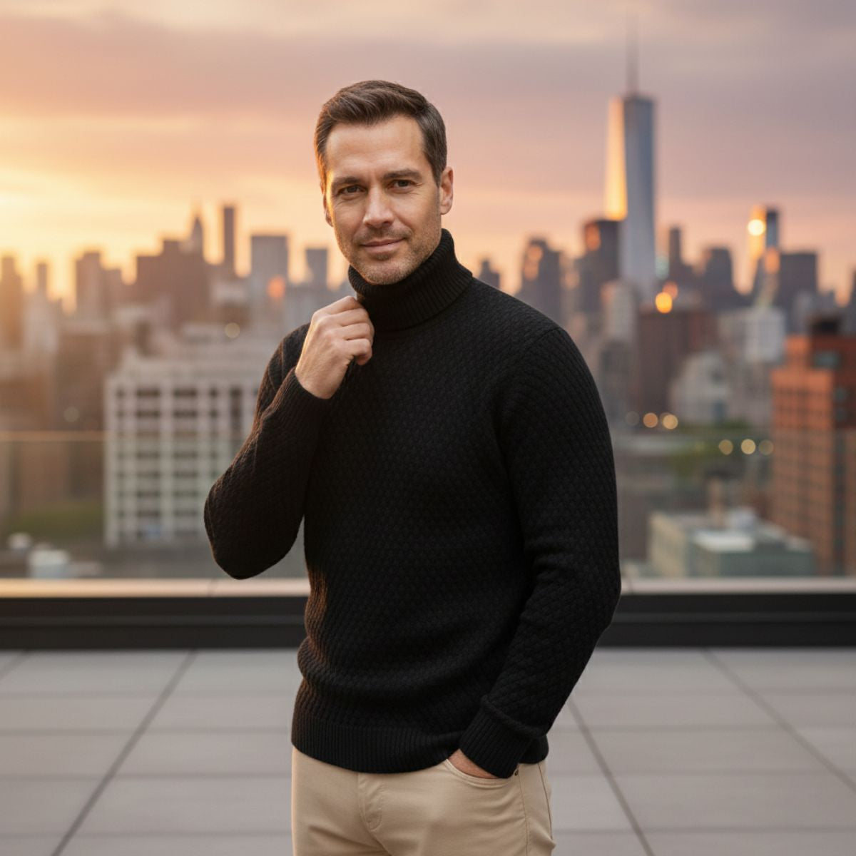 The Lavagna Men’s Thick Wool Knit Turtleneck Sweater