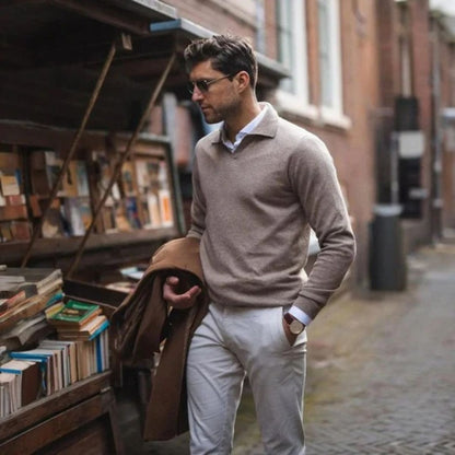 The Venice Cotton V Neck Polo Shirt for Men - Old Money Style