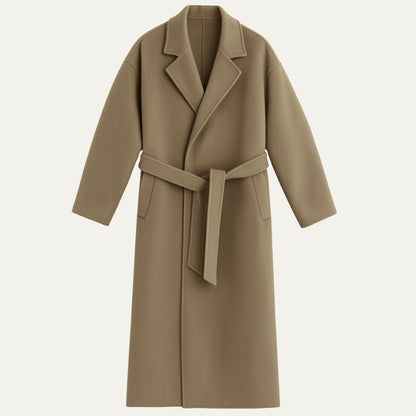 The Whitechapel Men's Elegant Camel Wrap Wool Coat with Belt