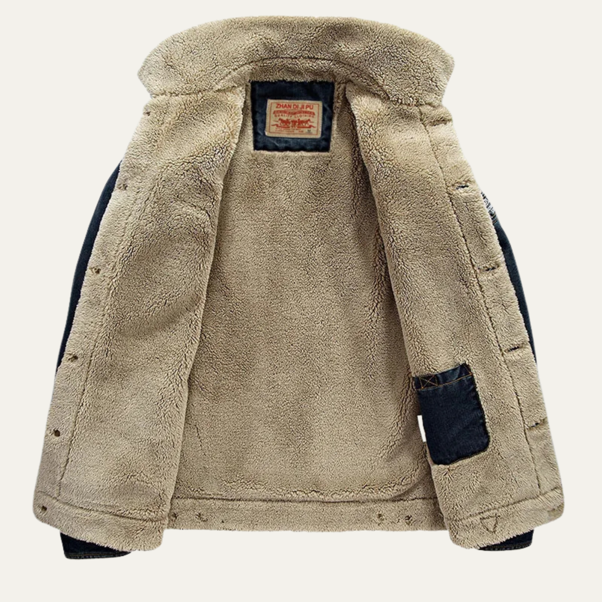 The Palmi Men’s Winter Sherpa Lined Denim Jacket with Collar
