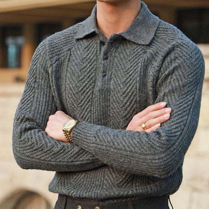 The Oaklawn Men’s Chunky Winter Warm Knitted Polo Sweater